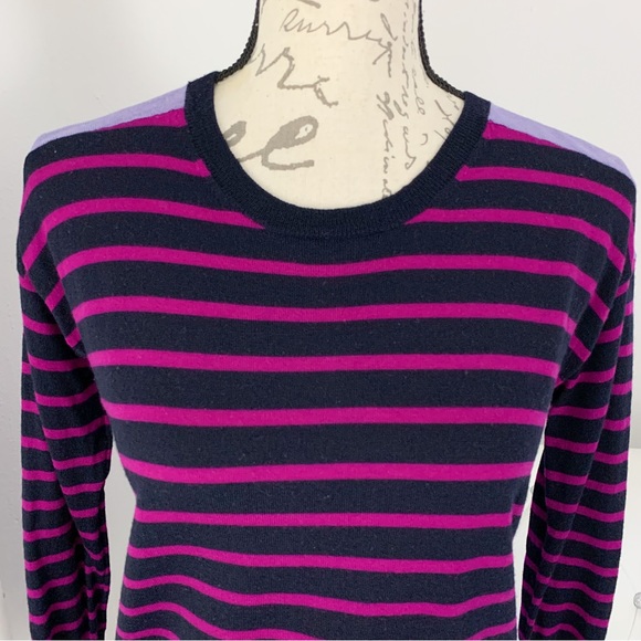 J. Crew Crew Neck 100% Merino Wool Pullover 3/4 Sleeve Striped Sweater XXS/XS/S - Picture 3 of 9